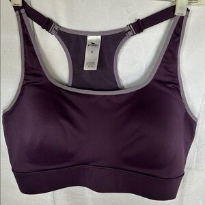 CRANE Purple Sports Bra with lavender Trim. Size XL.